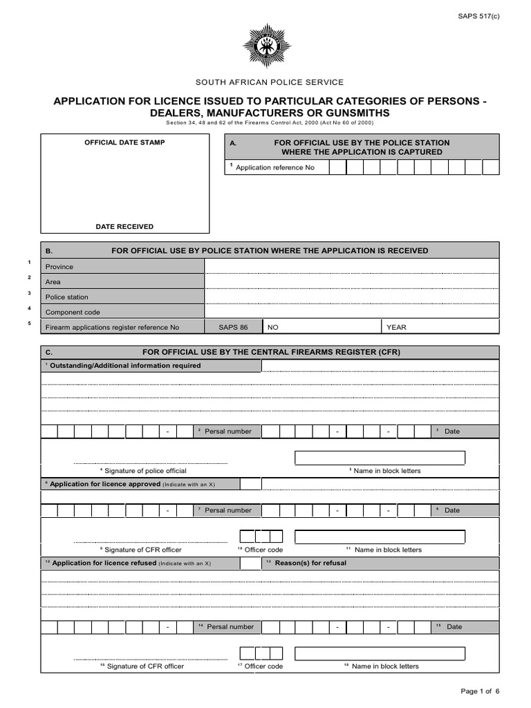 Application For Licence Issued To Particular Categories of Persons ...