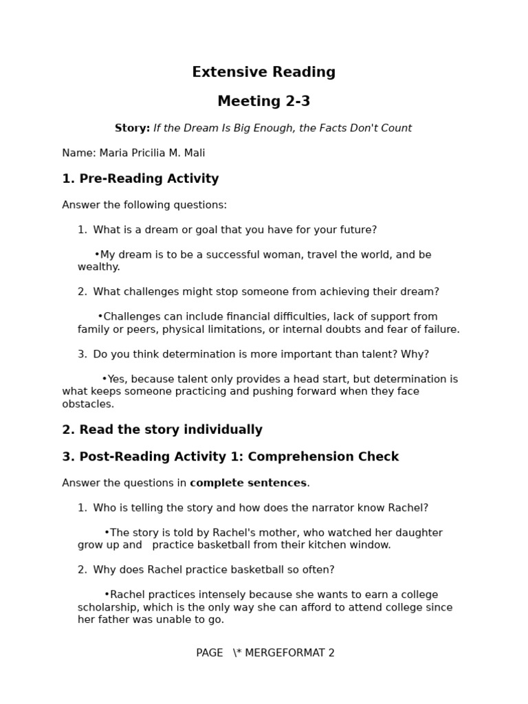 Meeting 2-3. Extensive Reading Activities | PDF | Psychology | Cognition