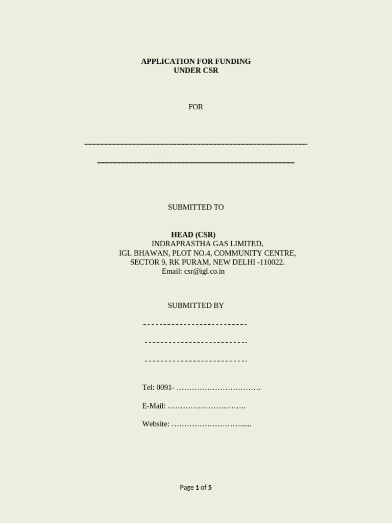 Application Form For CSR Funding From Igl New | PDF | Signature | Trust Law