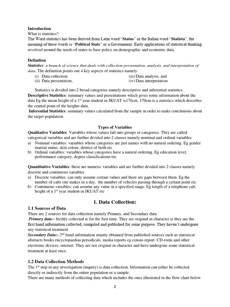 Statistics Notes 1 15 | PDF | Stratified Sampling | Sampling (Statistics)