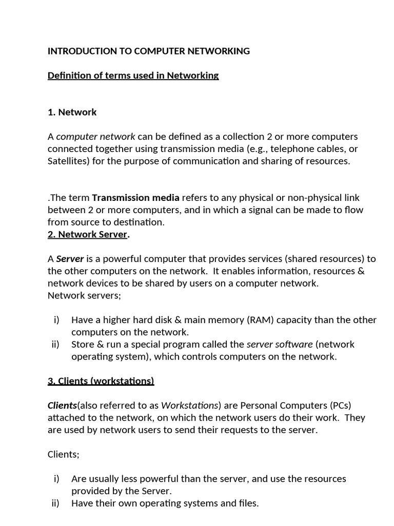 Intro To Networking | PDF | Network Topology | Transmission Medium