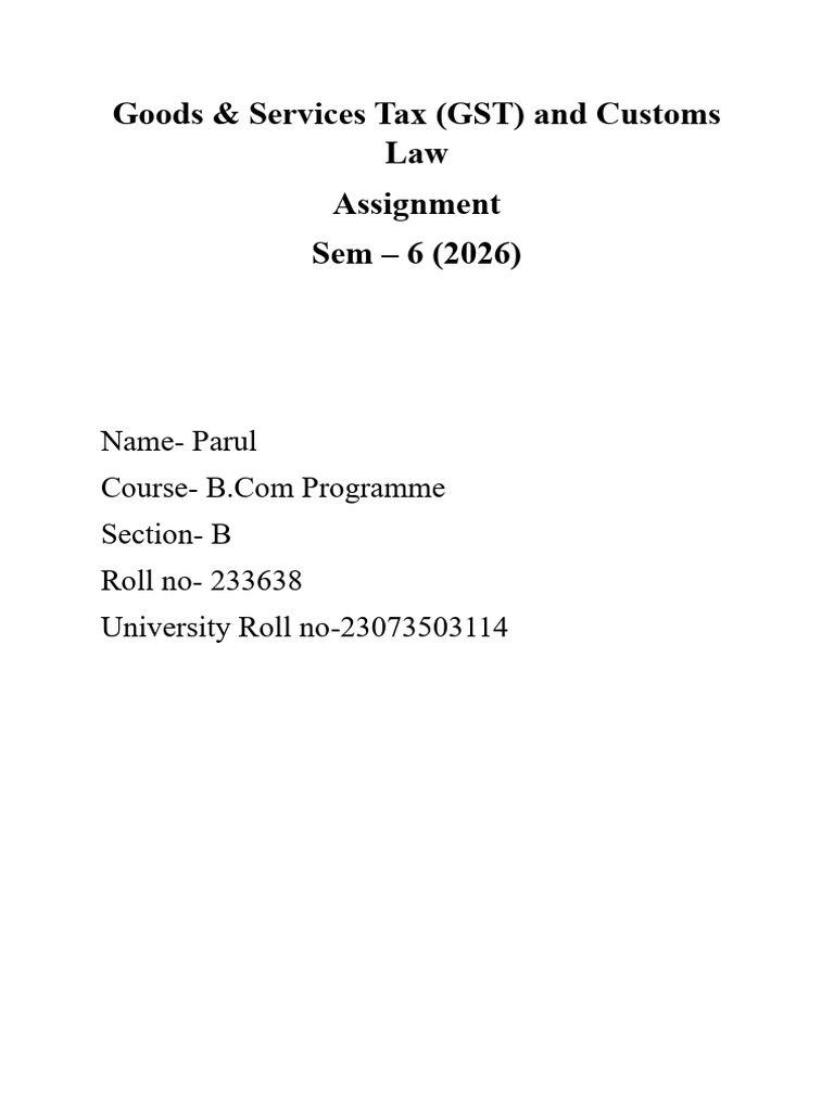 GST Registration Assignment | PDF