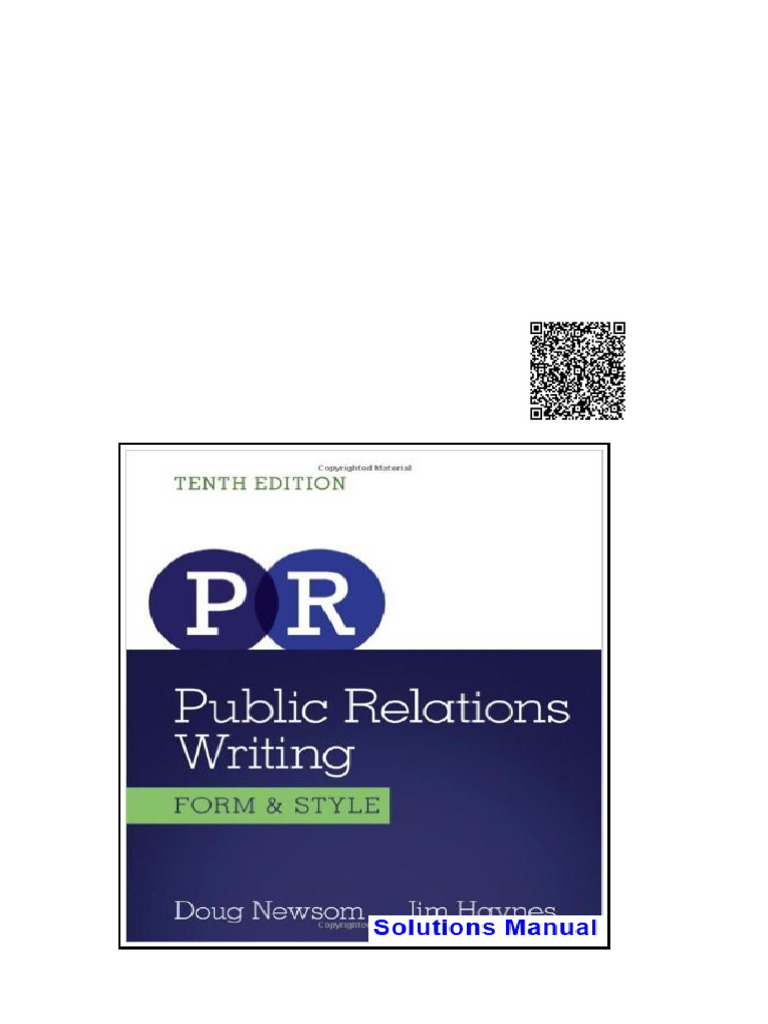 Public Relations Writing Form and Style 10th Edition Newsom Solutions ...
