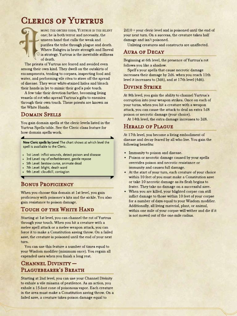 Clerics of Yurtrus | PDF