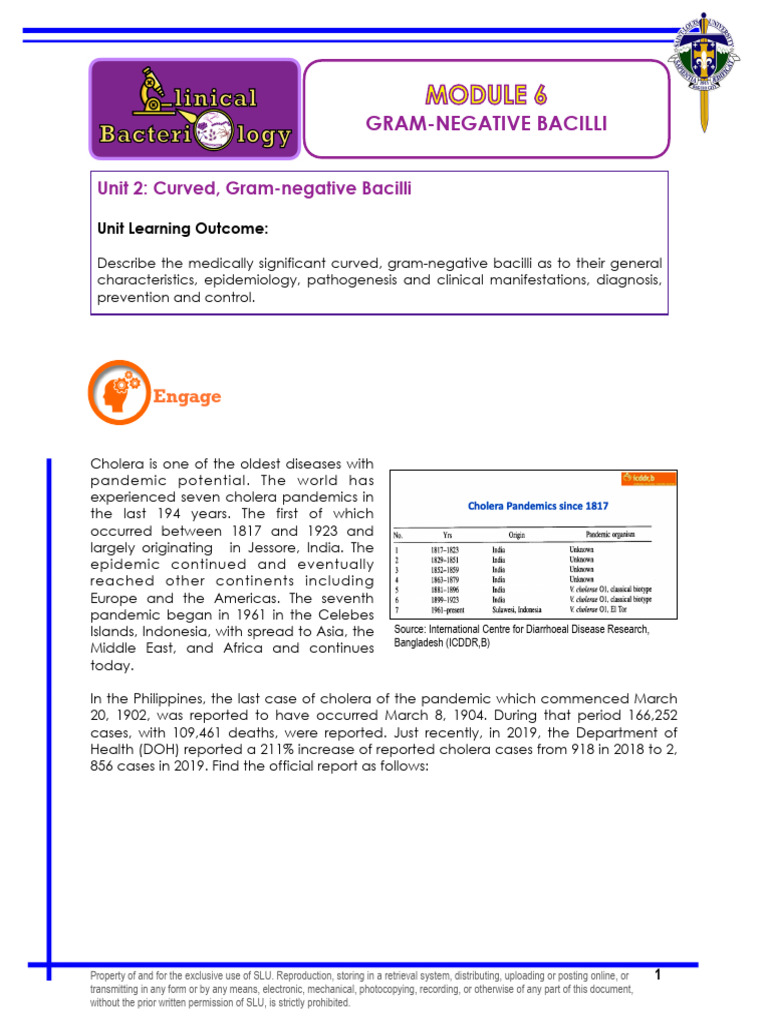 MLS 223 Clinical Bacteriology Module 6 Unit 2 | PDF | Serotype | Cholera