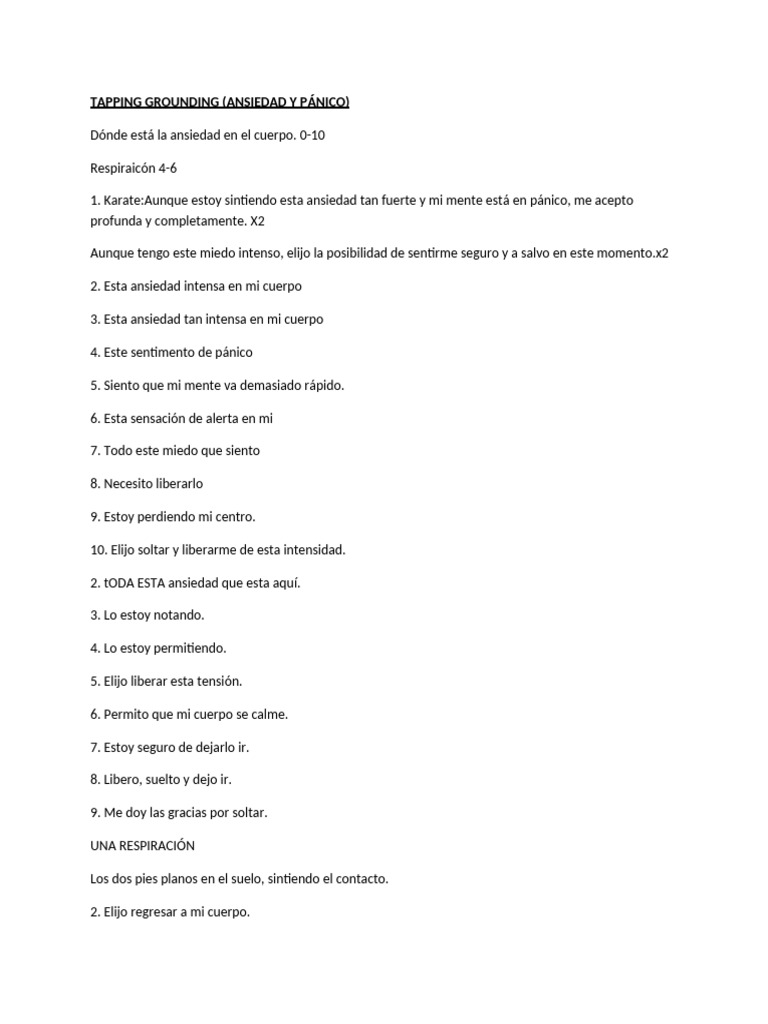 Tapping Grounding Ansieda y Panico | PDF