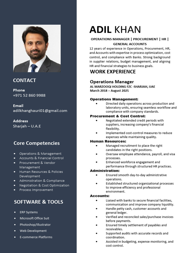 Resume Adil Khan | PDF | Human Resources | Human Resource Management