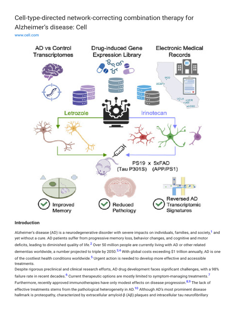 Cell-type-directed network-correcting combination therapy for Alzheimer ...