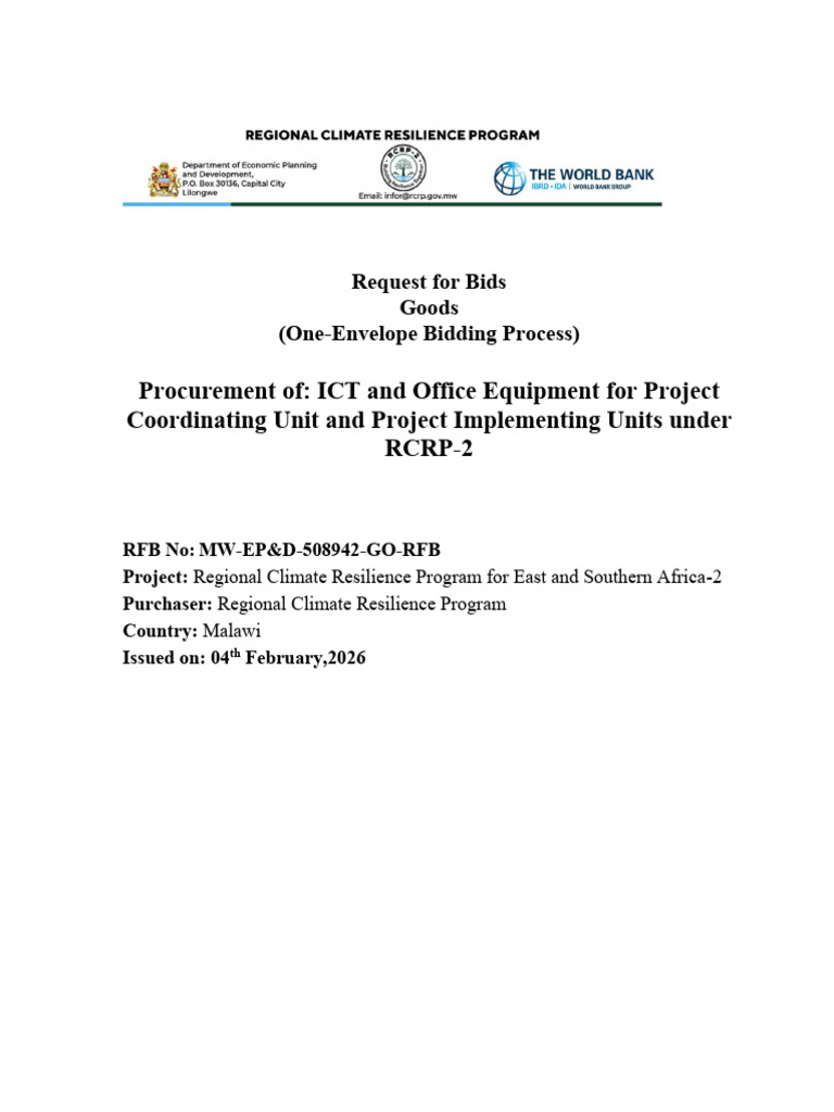 REVISED ICT Request for Bids GOODS One Envelope NOV 2025.Docx2 (1) (2 ...