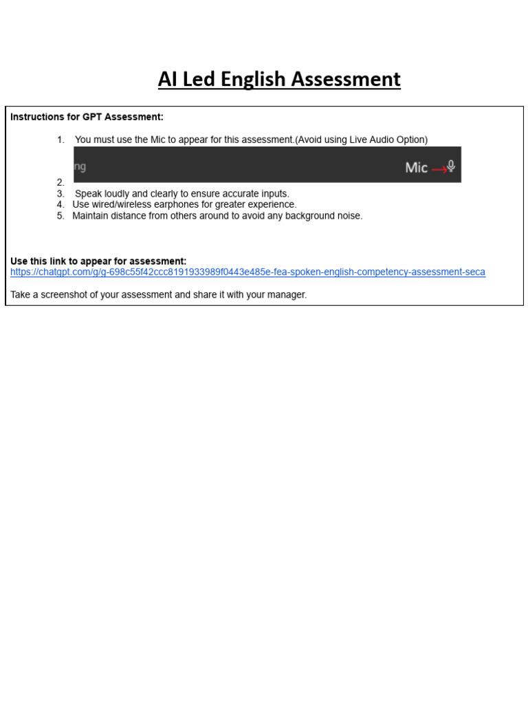 AI Led English Assessment | PDF
