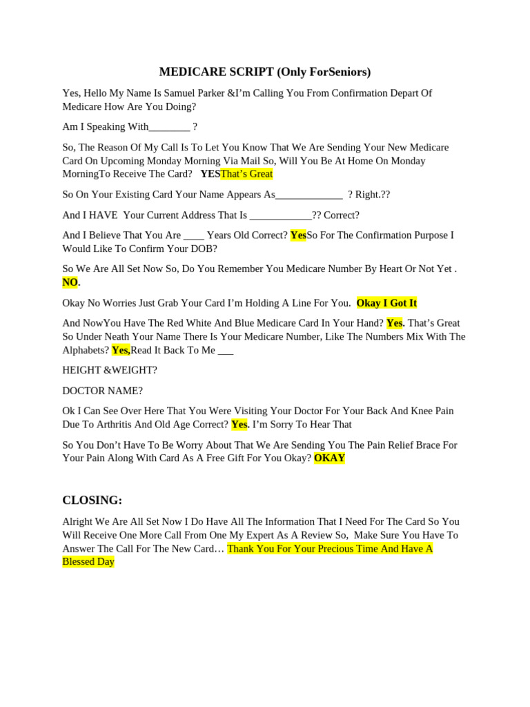 Medicare Script | PDF