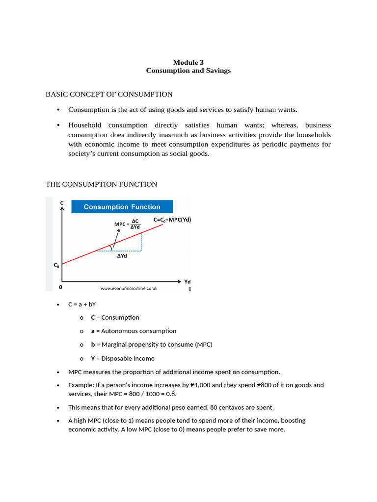 Module 03 Consumption and Savings 1 | PDF | Consumption (Economics ...