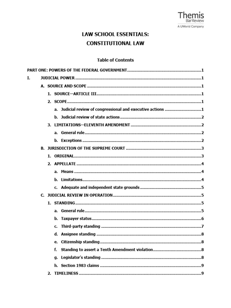 Law School Essence - Constitutional Law | PDF | Article Three Of The ...