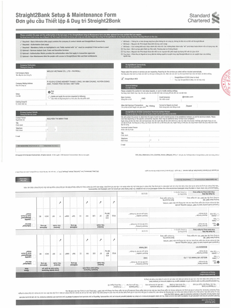 Straight2Bank Set Up & Maintenance Form | PDF
