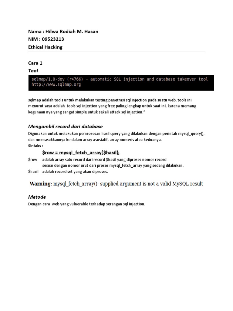 Panduan Penggunaan Sqlmap untuk Hacking | PDF