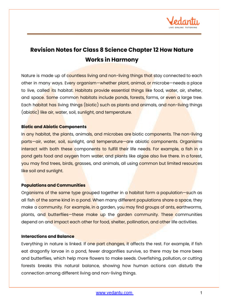 Revision Notes Class 8 Science Chapter 12 2025-26 Free PDF | PDF ...