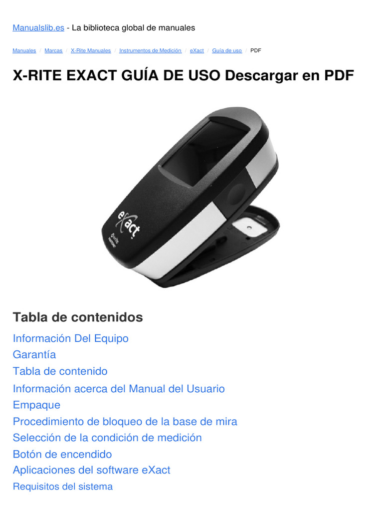 X-Rite Exact Guía de Uso Descargar en PDF | PDF | Microsoft Windows ...