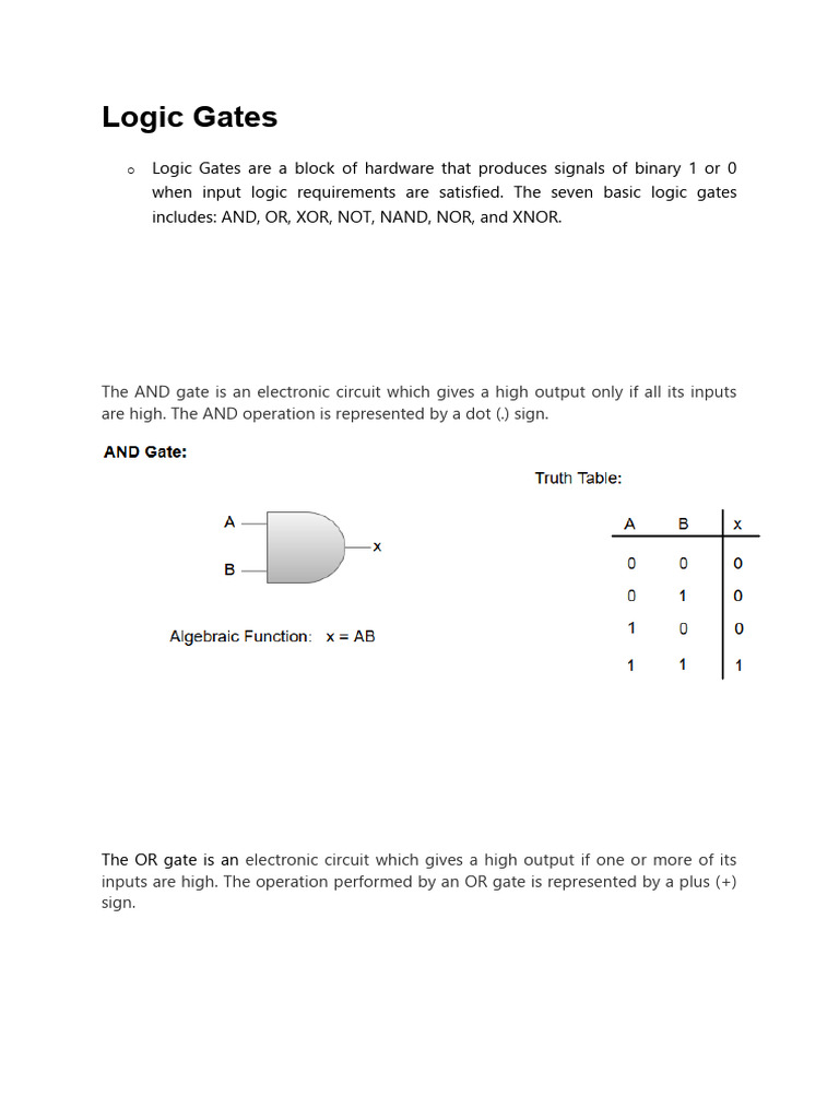 Logic Gates | PDF | Logic Gate | Boolean Algebra