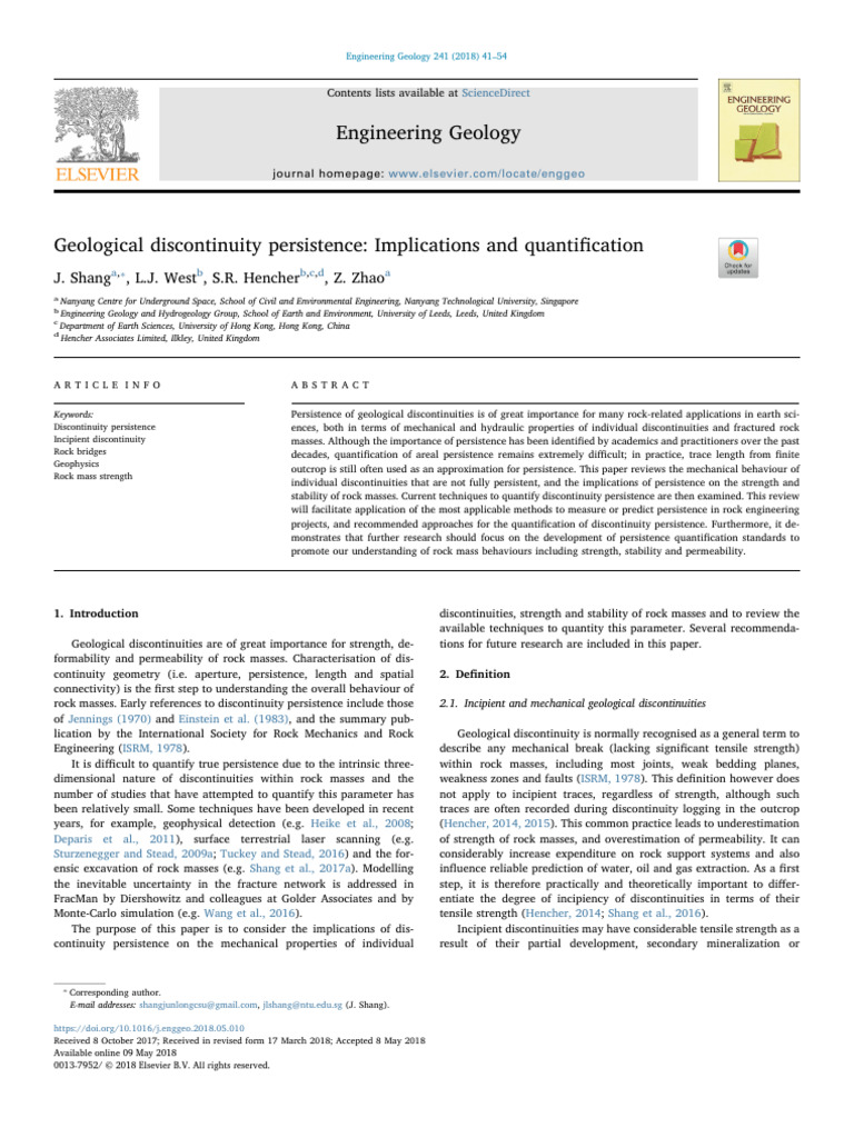 Engineering Geology Article | PDF | Strength Of Materials | Rock (Geology)