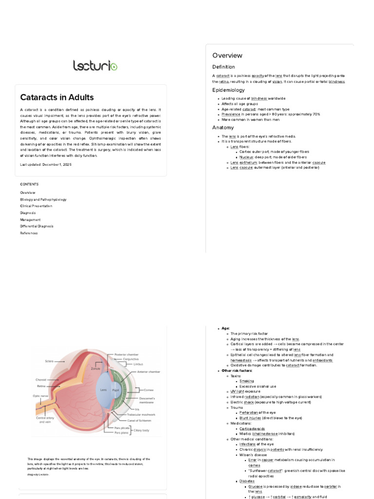 Cataracts in Adults - Lecturio | PDF | Cataract | Glaucoma
