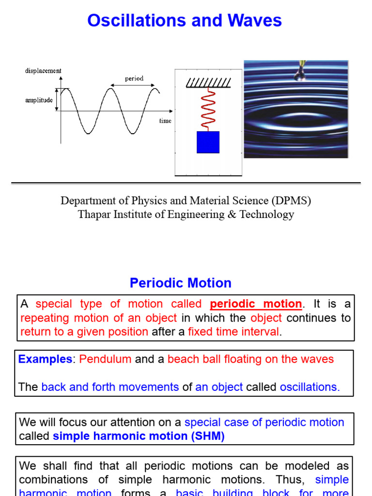 1.1 Oscillations Waves | PDF | Oscillation | Force
