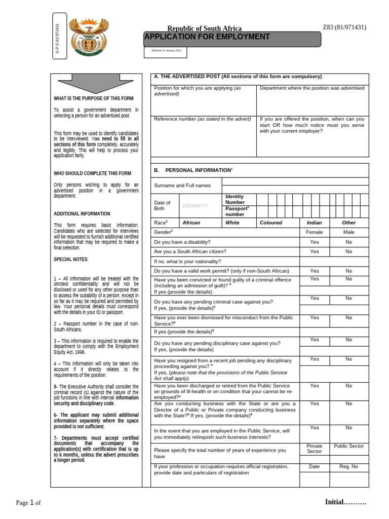Approved New Z83 Form Gazetted 6 Nov 2020 | PDF | Government | Justice