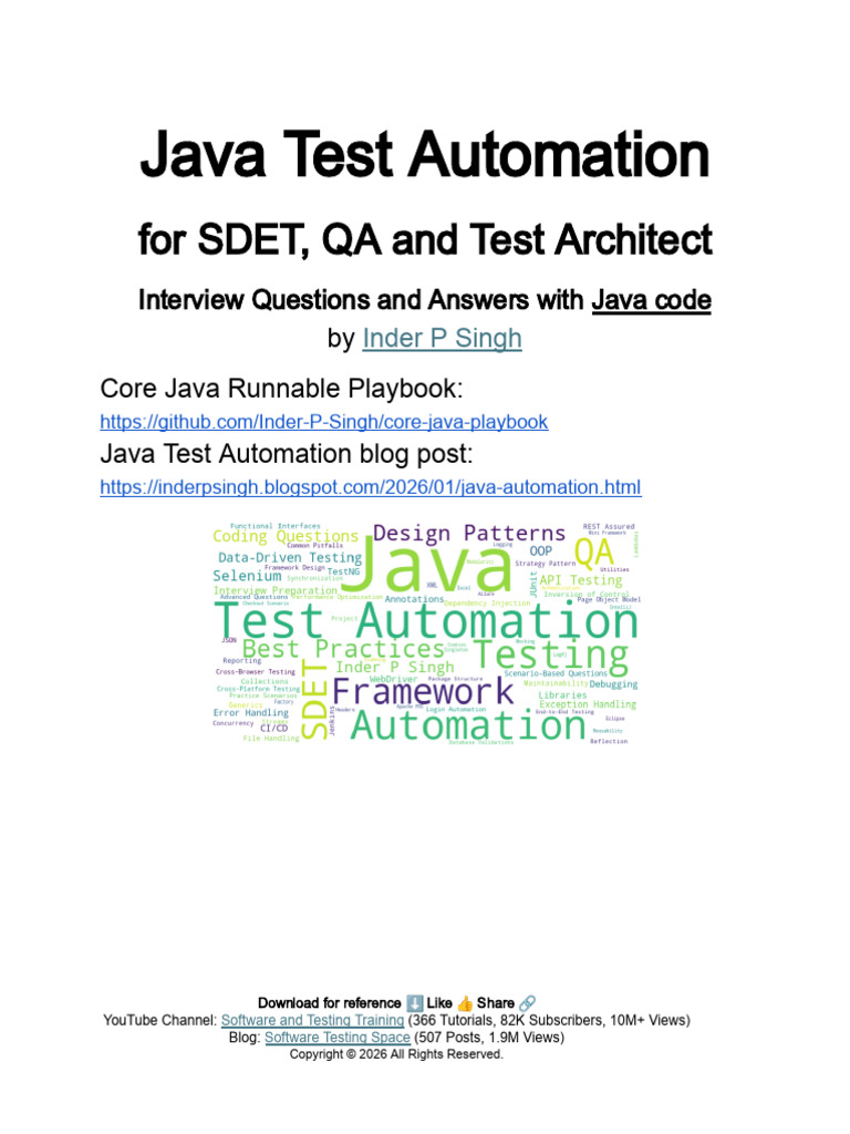 Core Java Playbook and Java Test Automation Q&A-1 | PDF | Selenium ...