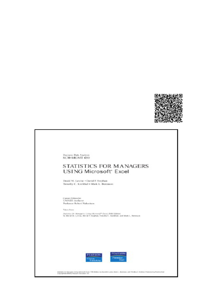 Statistics For Managers Using Microsoft Excel Custom Edition David M ...