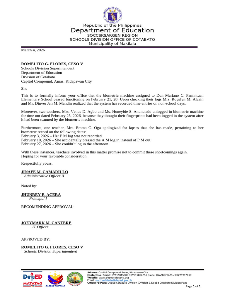 Biometric Justofication Letter | PDF