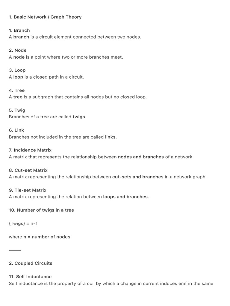 1. Basic Network : Graph Theory | PDF | Inductance | Inductor