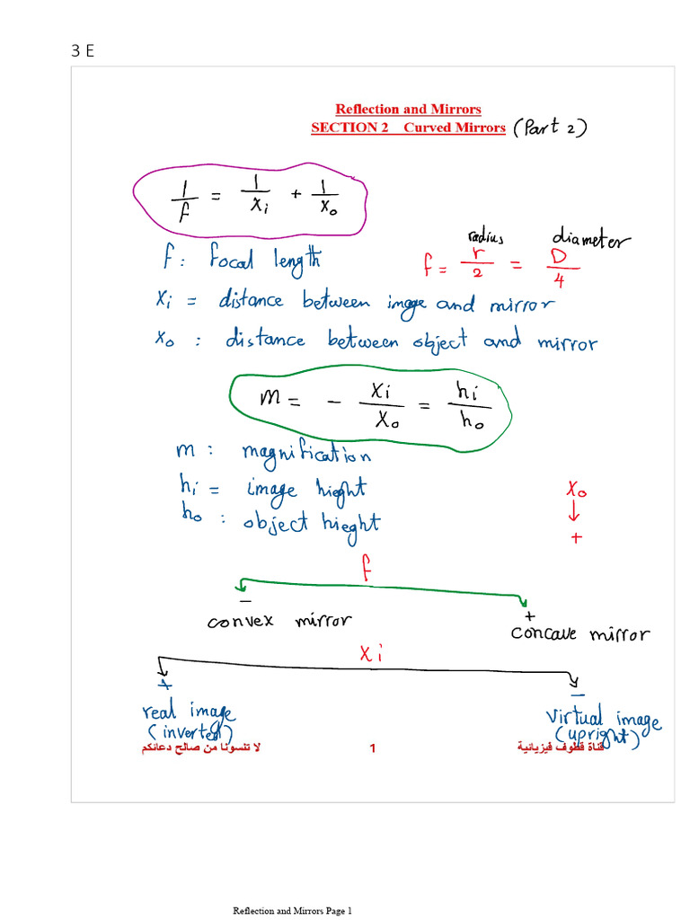 Reflection and Mirrors ( 2-Curved Mirrors) Part 2 | PDF