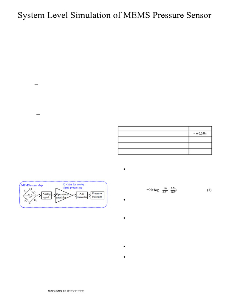 System Level Simulation of MEMS Pressure Sensor | PDF | Sensor ...