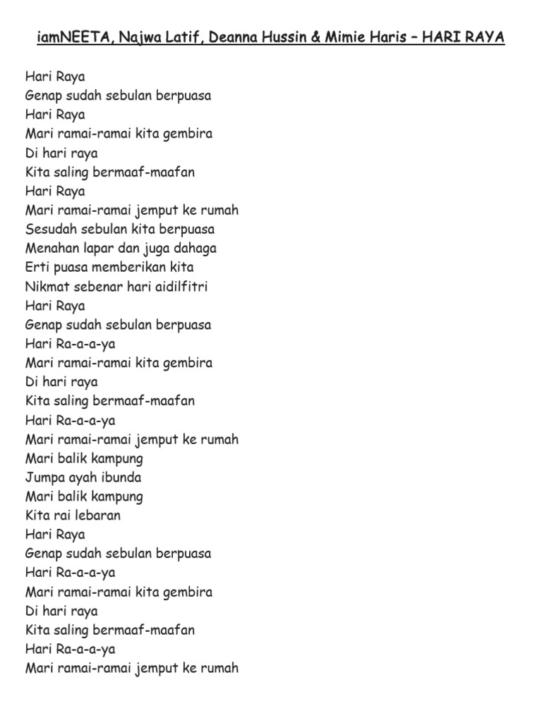 Hari Raya Lirik | PDF