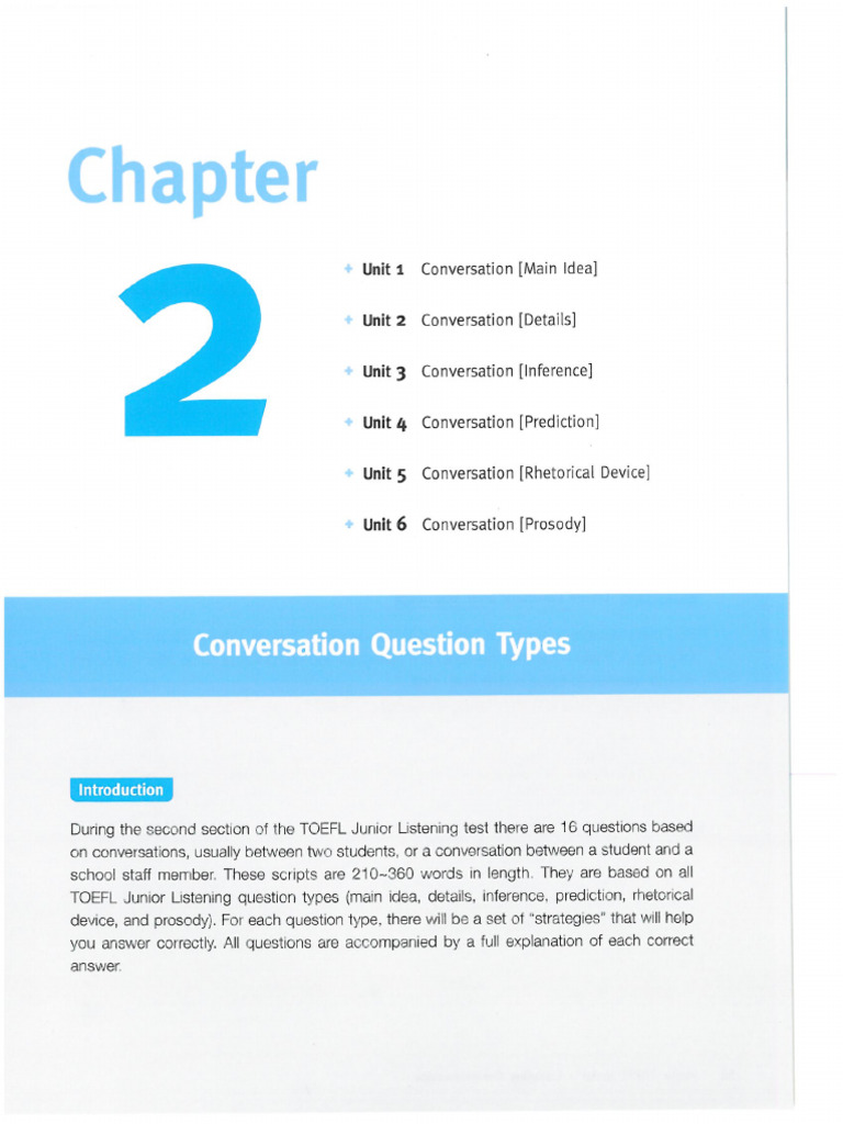 3) TOEFL Jr. Intermediate (Listening) Question Types Part 2 | PDF