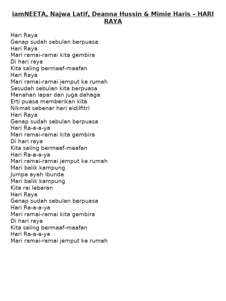 Hari Raya Lirik | PDF