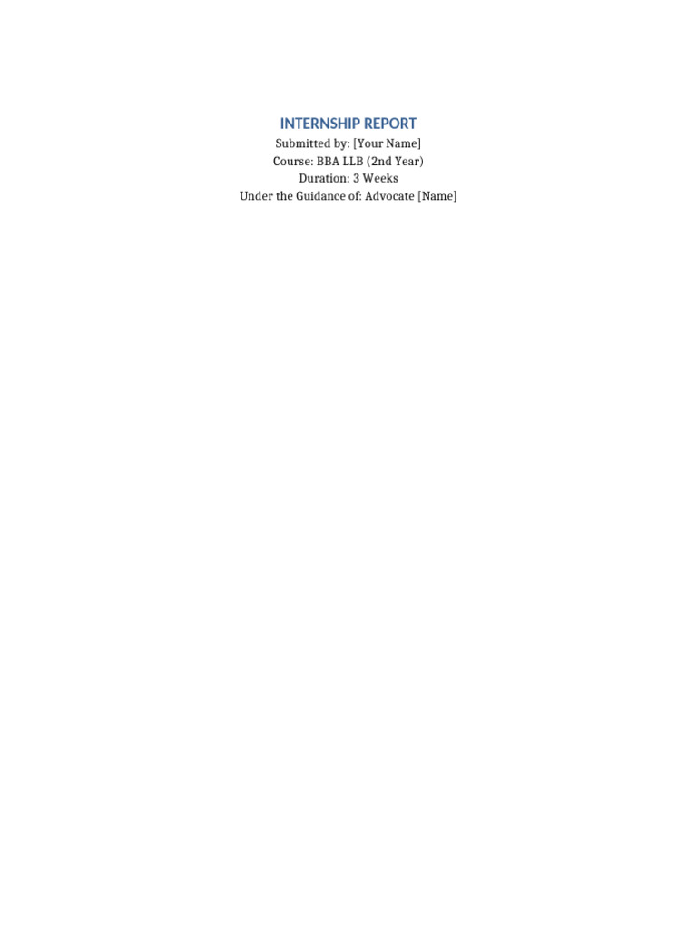 BBA LLB Internship Report | PDF | Mentorship | Lawyer