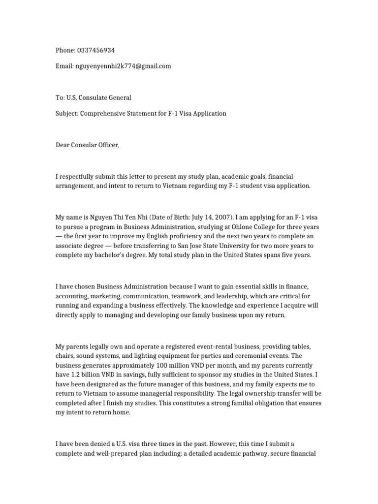 Comprehensive Intent Letter | PDF | Travel Visa