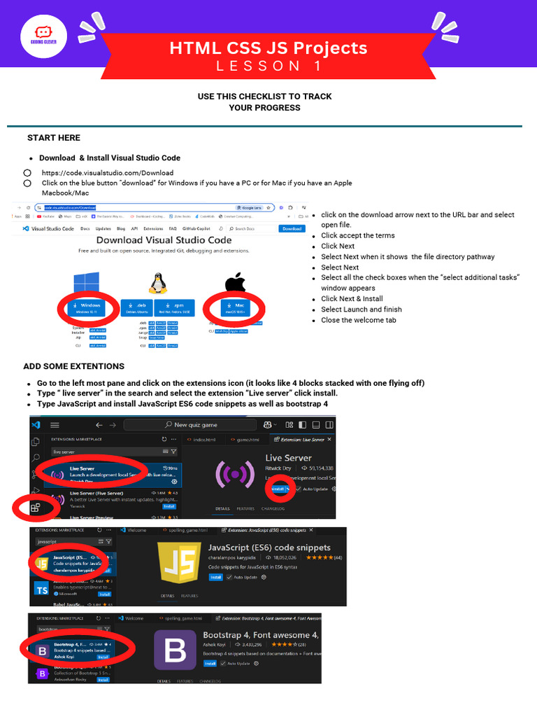 Lesson 1 Notes For HTML CSS JS Projects Course 2025 | PDF | Software ...