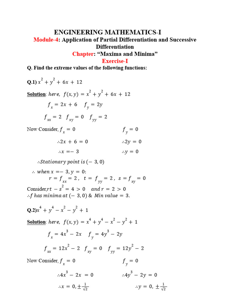 Module 4 of EM-I (Exersize Solution) | PDF | Equations | Mathematical ...