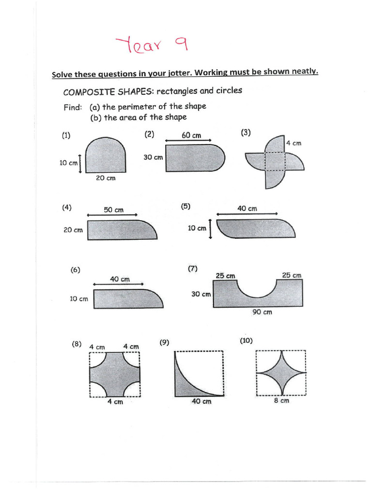 Year 9 Worksheet Shapes | PDF