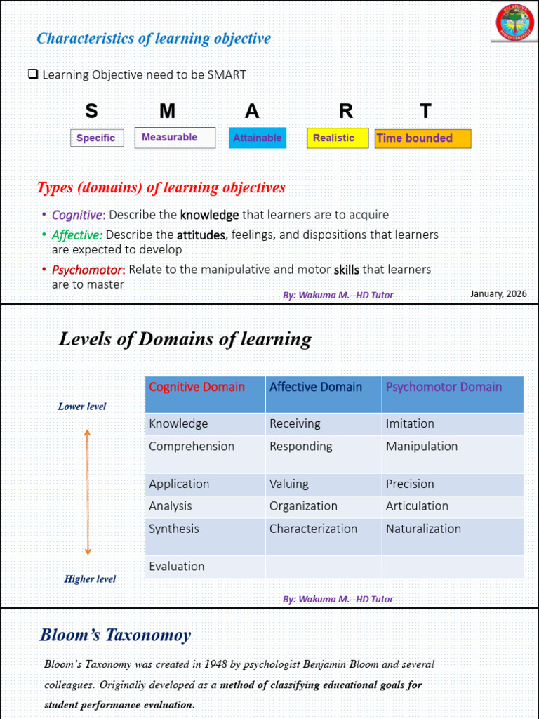 Bloom Taxonomy and SMART objectives | PDF | Cognitive Science | Learning