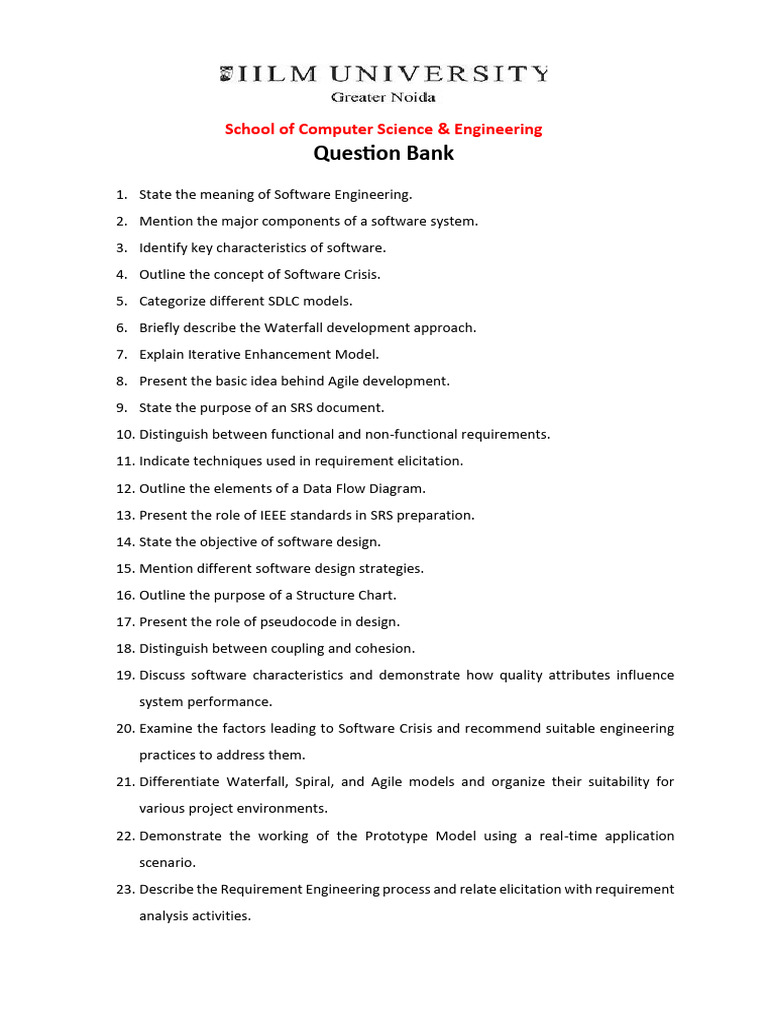 Software Engg Question Bank | PDF | Software Development Process | System