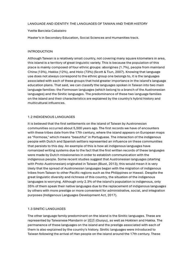 Language and Identity | PDF | Standard Chinese | Taiwan