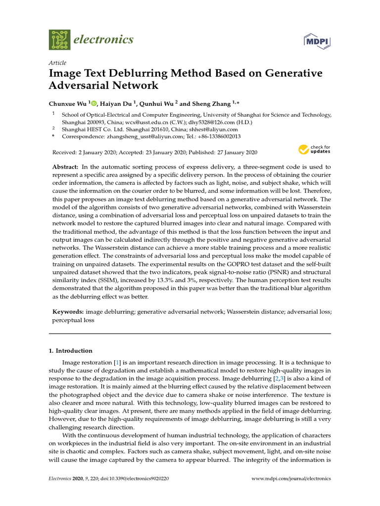Image Text Deblurring Method Based On Generative A | PDF | Convolution ...