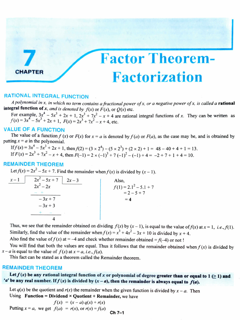Factor - Throrem - Grade X | PDF | Factorization | Arithmetic
