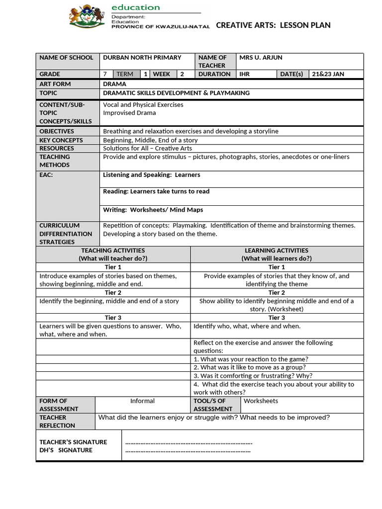 Gr 7 Lesson Plan Wk2 (t1) | PDF | Learning | Lesson Plan