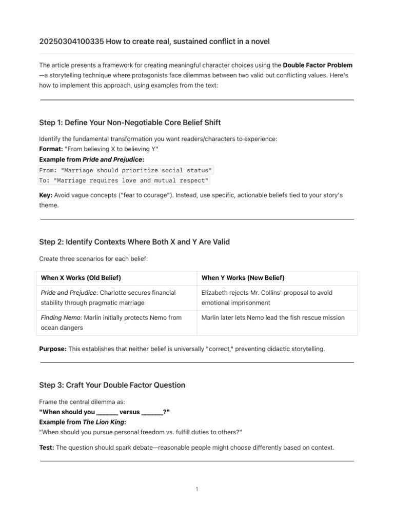 How to Create Real, Sustained Conflict in a Novel Copy | PDF | Pride ...