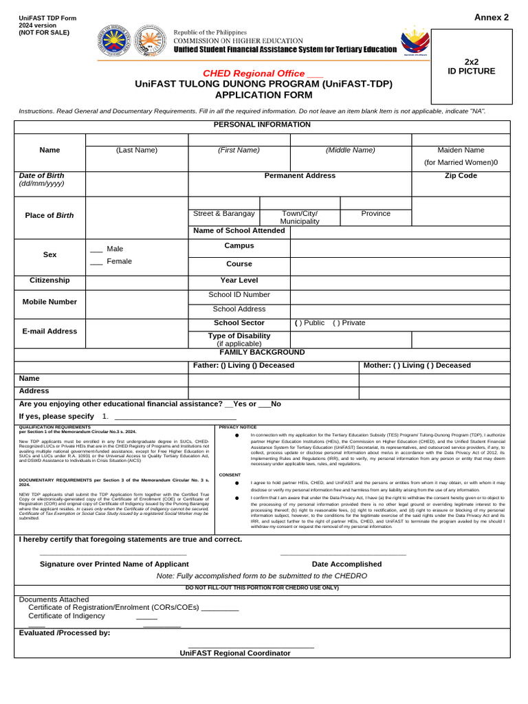 TDP Application Form Annex 2 | PDF | Justice | Crime & Violence