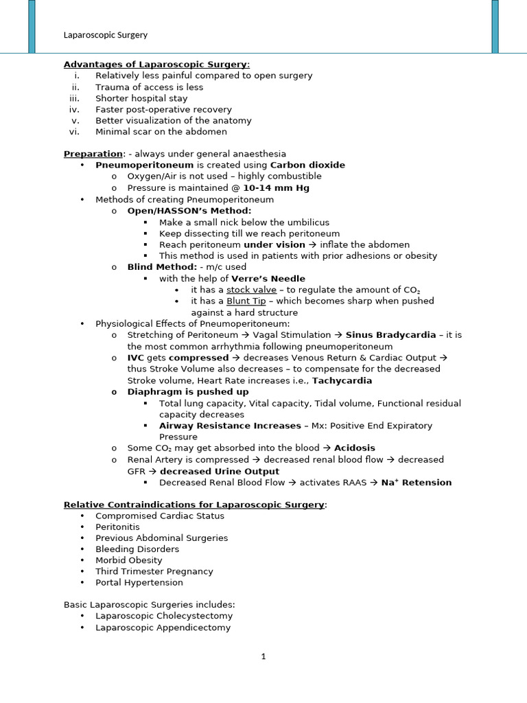 Laparoscopic Surgery- Surgery Notes - Undergraduate Medical Science ...