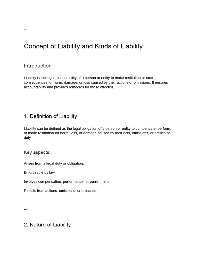 Liability and it's kinds | PDF | Tort | Legal Liability